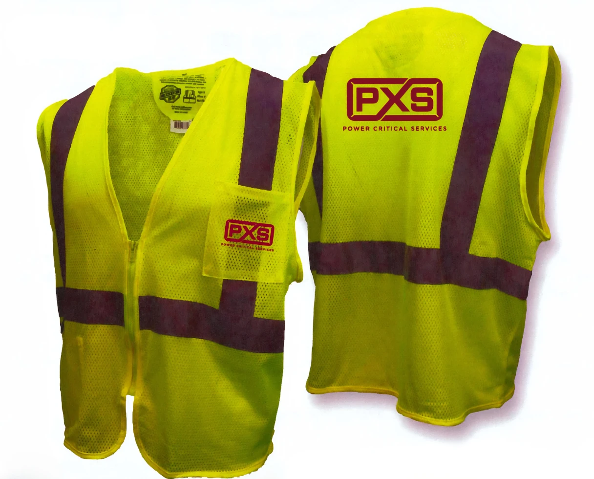 SV25 Economy Class 2 Self-Extinguishing Mesh Safety Vest with Zipper - Green , 1/EA #SV25-2ZGM-PXS/MMR (Logo Included)