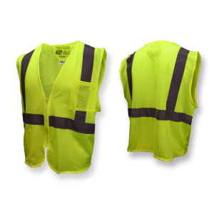 SV25 Economy Class 2 Self-Extinguishing Mesh Safety Vest with Zipper - Green , 1/EA #SV25-2ZGM