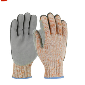 SCRAP KING 7G POLYKOR SEAMLESS KNIT W/ SPLIT COWHIDE PALM, A9 VEND PACK, 1 PR #09-H550SLPV