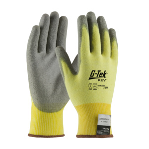 G-TEK KEV, YELLOW 15G KEVLAR/ELASTANE SEAMLESS KNIT, GRAY PU GRIP A2, 1 DZ #09-K1250