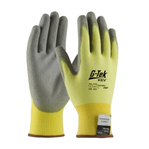 G-TEK KEV, YELLOW 15G KEVLAR/ELASTANE SEAMLESS KNIT, GRAY PU GRIP A2, 1 DZ #09-K1250