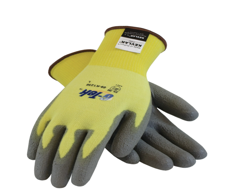 G-TEK KEV, YELLOW 15G KEVLAR/ELASTANE SEAMLESS KNIT, GRAY PU GRIP A2, 1 DZ #09-K1250 - Image 3