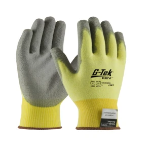 G-TEK KEV, YELLOW 15G KEVLAR/EL SEAMLESS KNIT, GRAY PU GRIP, VEND PK, 1 PR #09-K1250V