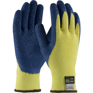 G-TEK KEV, 100% KEVLAR 10G YELLOW SHELL, BLUE LATEX CRINKLE GRIP, A3, 1 DZ #09-K1310