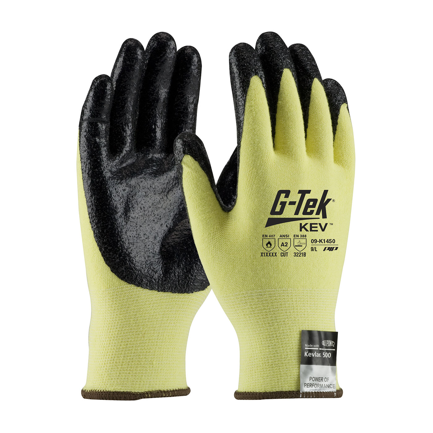 G-TEK KEV, YELLOW 13G KEVLAR/EL SHELL, BLACK NITRILE SMOOTH GRIP A2, 1 DZ #09-K1450