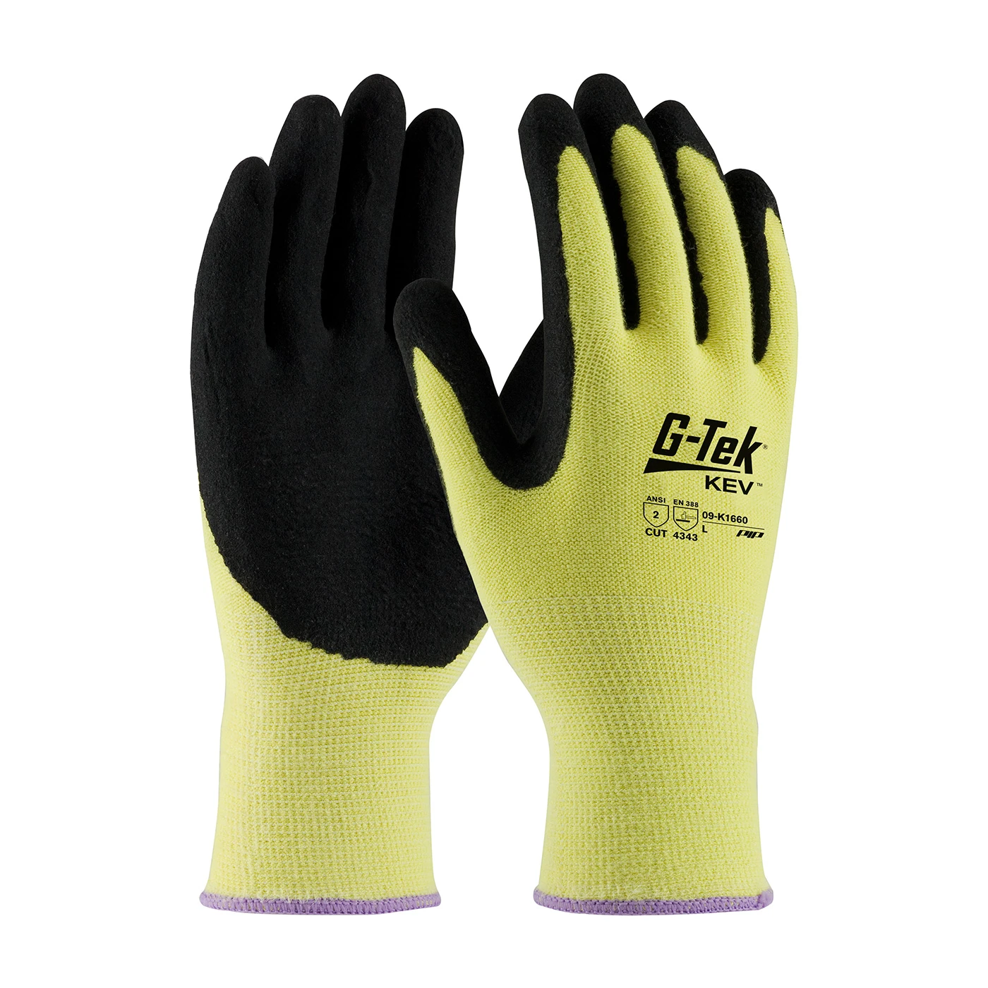 G-TEK KEV, YELLOW 13G KEVLAR SHELL, DD NITRILE MICROSURFACE GRIP, A2, 1 DZ #09-K1660