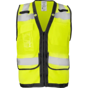 Type R Class 2 Contrast Hi Vis Reflective Zipper Safety Vest w/ 12 Pockets, Mic Tabs & ID Badge Holder, 1/EA #1279-Z-RD-CID