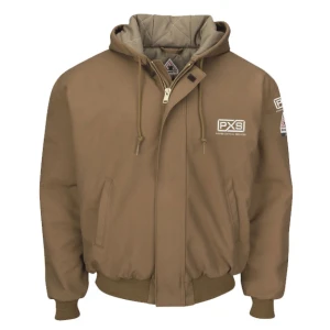 Men's Heavyweight FR Insulated Brown Duck Hooded Jacket, Brown, 1/EA #JLH6BD-PXS/MMR (Logo Included)
