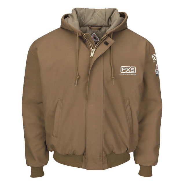 Men's Heavyweight FR Insulated Brown Duck Hooded Jacket, Brown, 1/EA #JLH6BD-PXS/MMR (Logo Included)