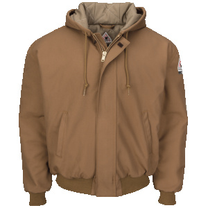 Men's Heavyweight FR Insulated Brown Duck Hooded Jacket, Brown, 1/EA #JLH6BD
