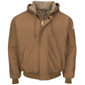 Men's Heavyweight FR Insulated Brown Duck Hooded Jacket, Brown, 1/EA #JLH6BD