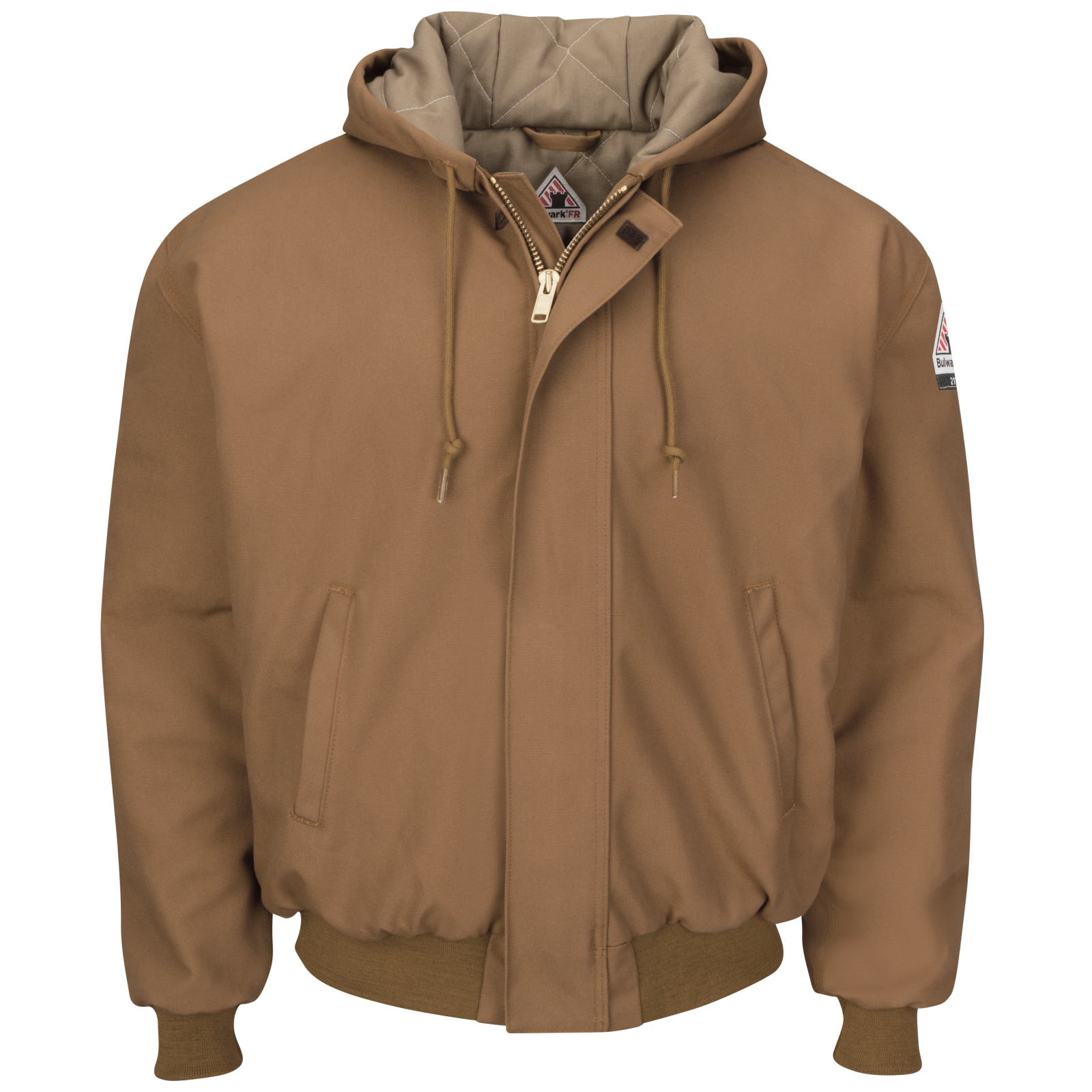 Men's Heavyweight FR Insulated Brown Duck Hooded Jacket, Brown, 1/EA #JLH6BD