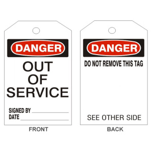 DANGER OUT OF SERVICE TAGS – BACK 1, 25/PK #LT-121-1