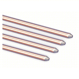 Pointed End Ground Rod: 5/8 in Dia, 8 ft Overall Lg, Copper Bonded Steel, 1/EA #2KXL8