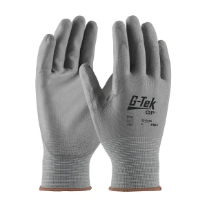 Seamless Knit Nylon Blend Glove with Polyurethane Coated Flat Grip on Palm & Fingers - Touchscreen, 1 DZ, #33-G125