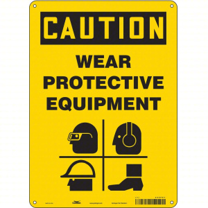Safety Sign: Aluminum, Mounting Holes Sign Mounting, 14 in x 10 in Nominal Sign Size, 0.032 in Thick, 1/EA #466P87
