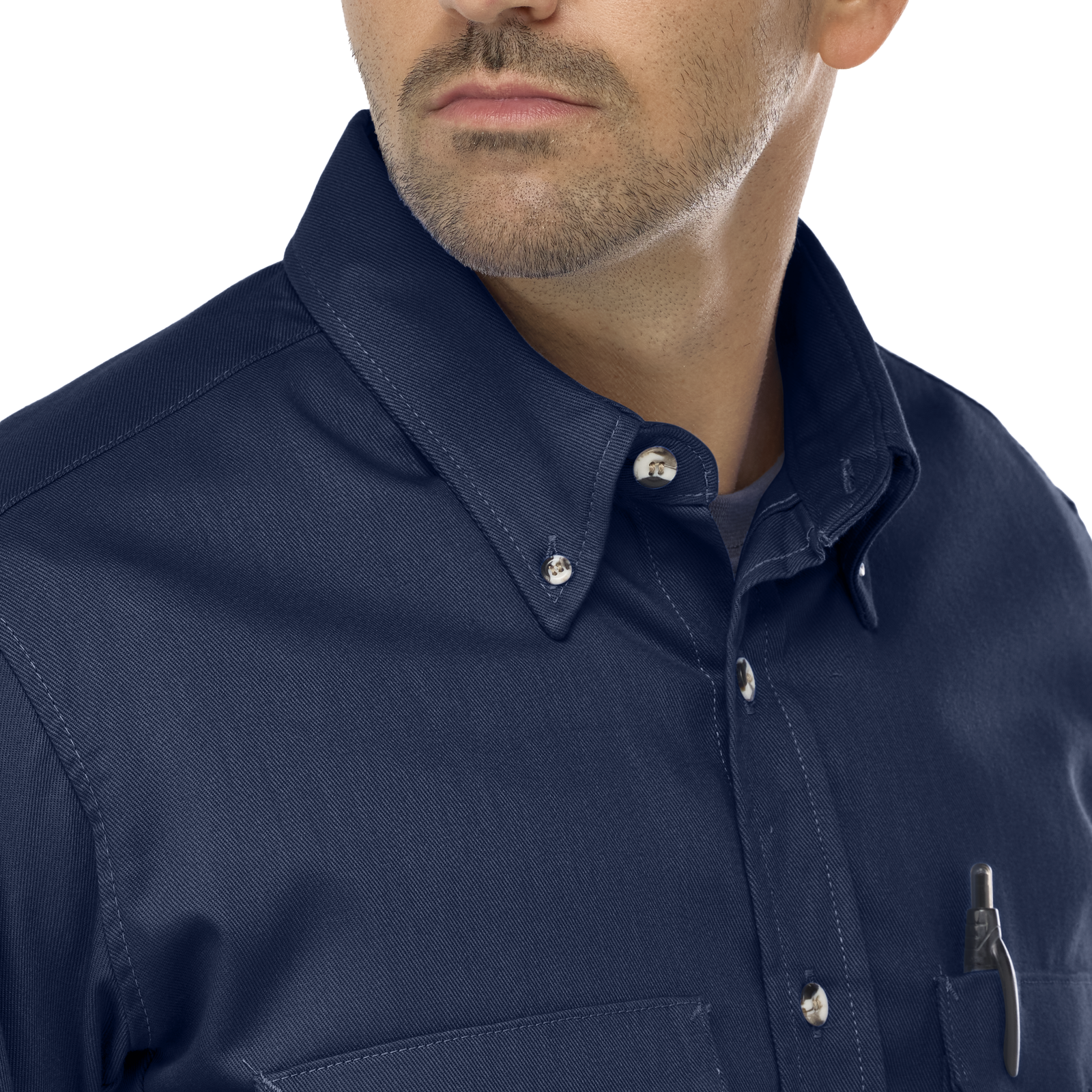 Men's Midweight FR Dress Uniform Shirt, Navy, 1 EA #SLU2NV - Image 2