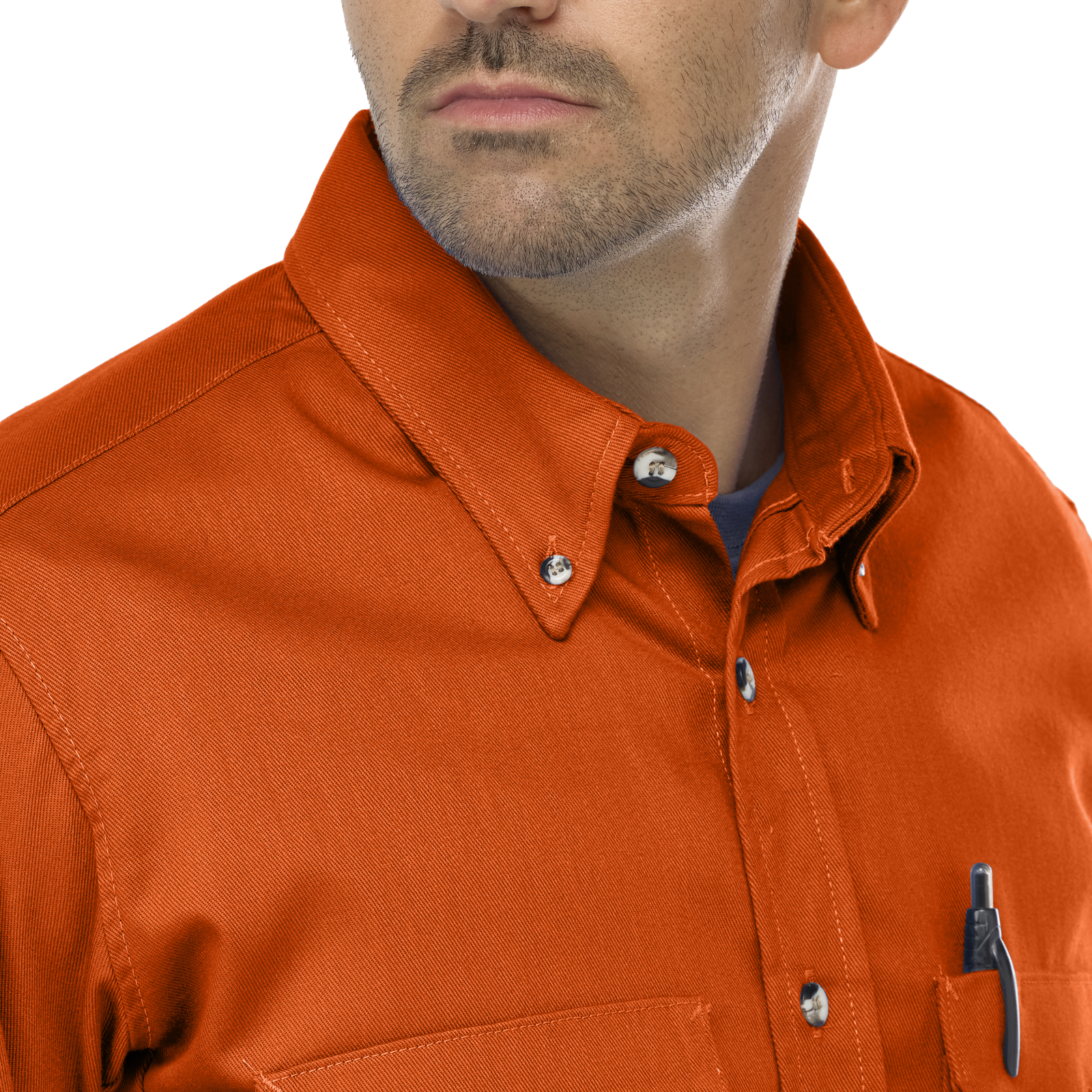 Men's Midweight FR Dress Uniform Shirt, Orange, 1 EA #SLU2OR - Image 2