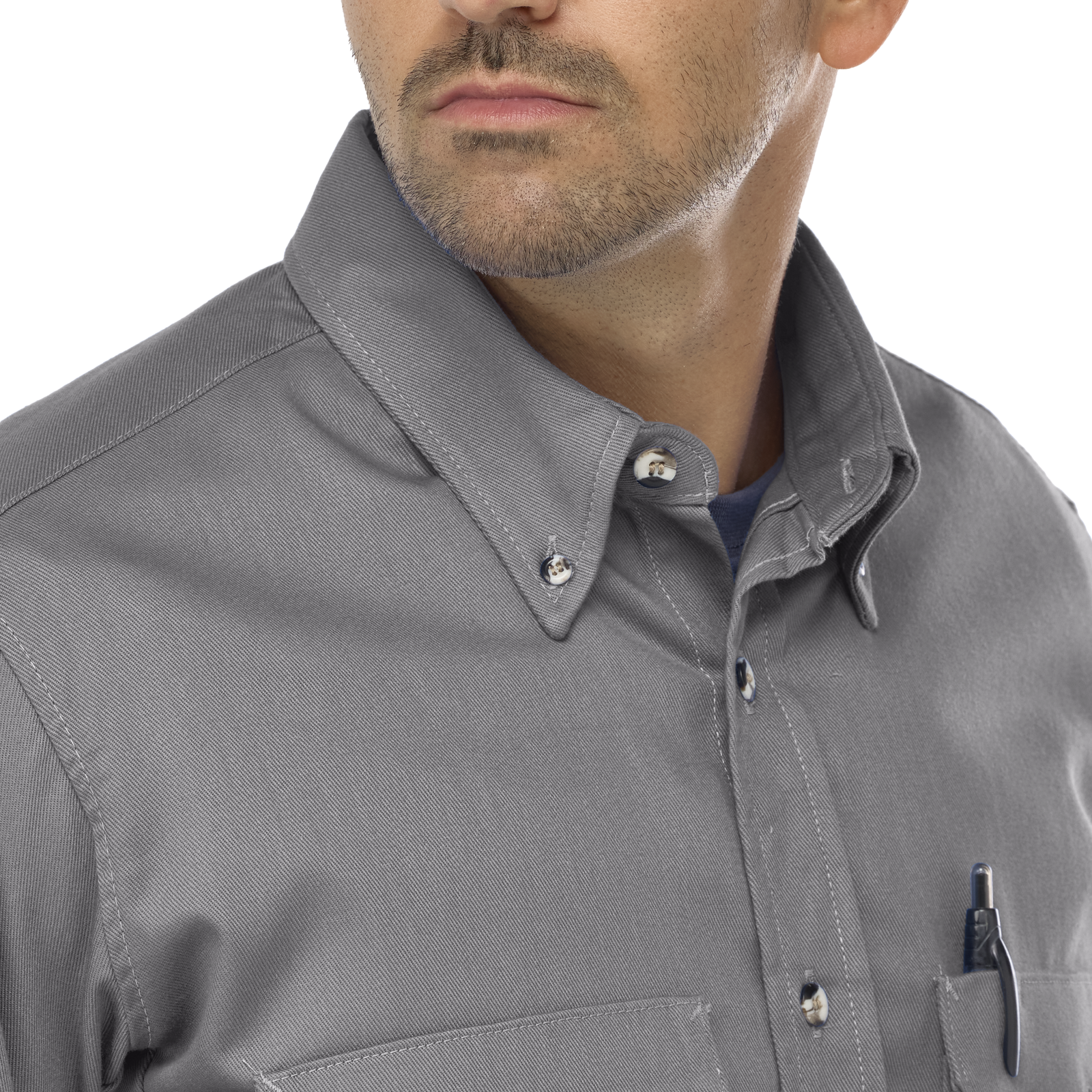 Men's Midweight FR Dress Uniform Shirt, Silver Grey, 1 EA #SLU2SY - Image 2