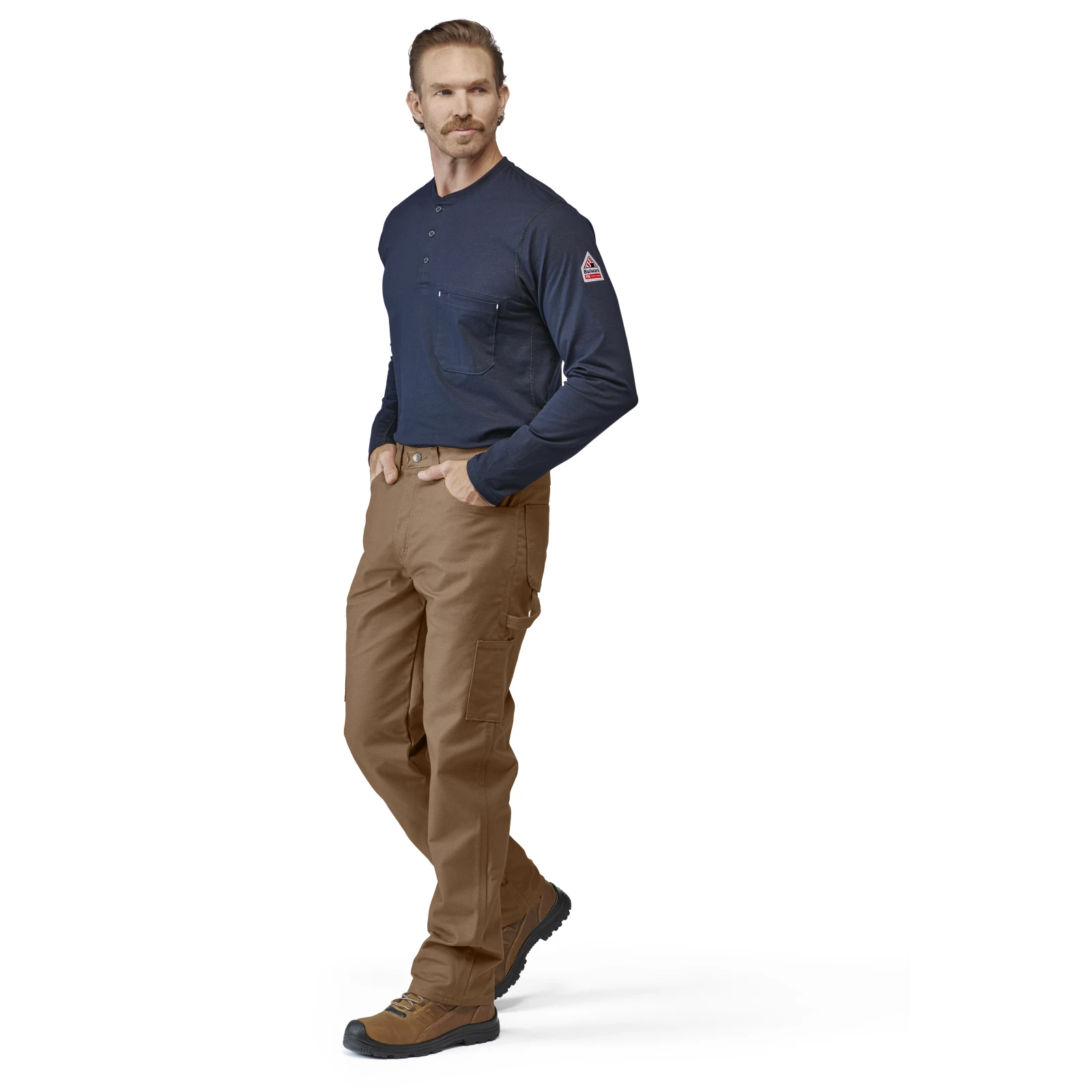 Work Pants Men's Midweight FR Dungaree, Brown Duck Color ,1 EA #PLJ8BD - Image 8