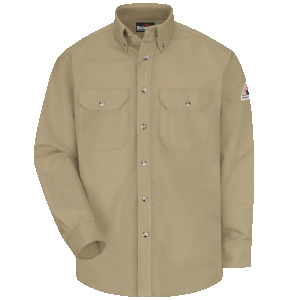 Men's Midweight FR Dress Uniform Shirt, Khaki, 1 EA, #SLU2KH