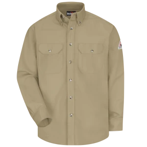 Men's Midweight FR Dress Uniform Shirt, Khaki, 1 EA, #SLU2KH