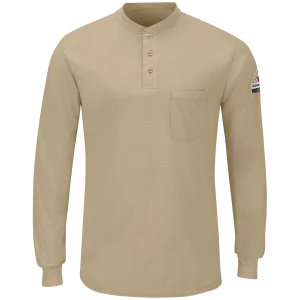 Men's Long Sleeve Lightweight Henley Shirt, Khaki, 1 EA #SML8KH