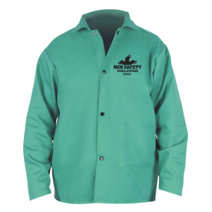MCR Safety Welding Gear - Green Cotton Welding Jacket - Anodized Snap Closures , 1/EA #39030(2X-3X)