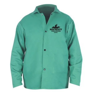 MCR Safety Welding Gear - Green Cotton Welding Jacket - Anodized Snap Closures , 1/EA #39030(2X-3X)