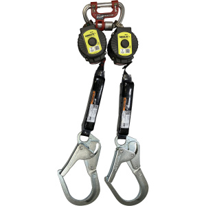 Miller TurboLite Twin Personal Fall Limiter with G2 Twin Connector and Aluminum Locking Rebar Hook, 11',  1/EA #MTL-OHW2-28/11FT