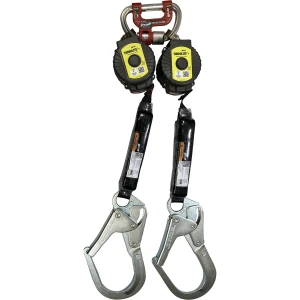 Miller TurboLite Twin Personal Fall Limiter with G2 Twin Connector and Aluminum Locking Rebar Hook, 11', 1/EA #MTL-OHW2-28/11FT